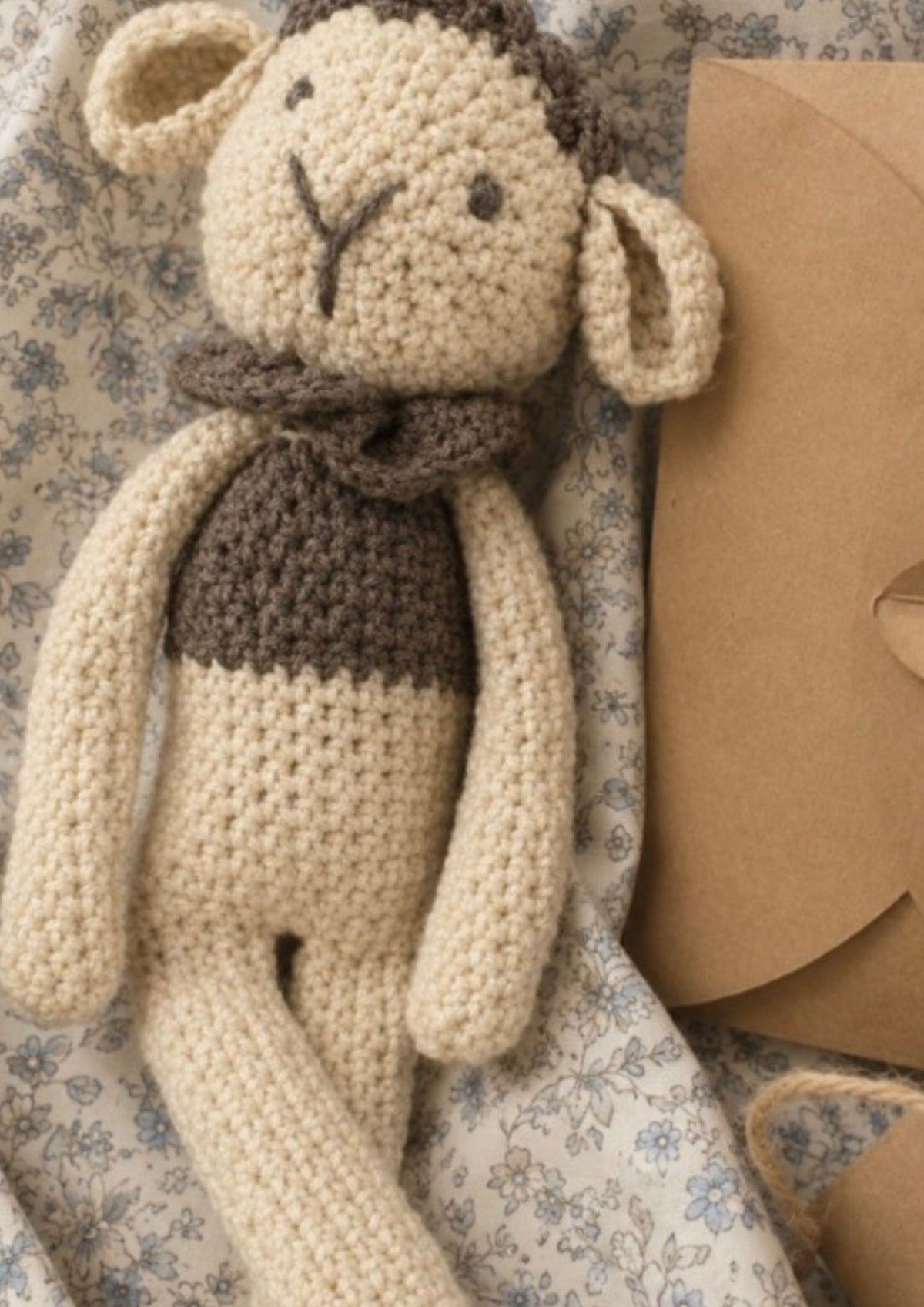 mouton doudou en pull, le petit curieux.